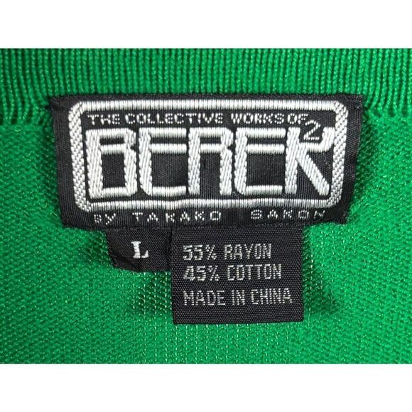 Vintage Berek Christmas Sweater Size Large Green Santa Cowboy Cactus Beaded - Picture 5 of 8